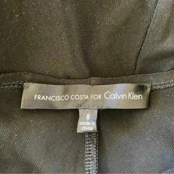 Calvin Klein Francisco Costa Black Dress Size 8 V-Neck Careerwear Office Classic - Picture 7 of 8